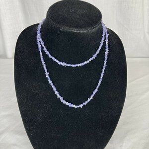Tanzanite Freeform Chip Necklace 36" Strand 116.5 CTW Endless Natural Purple 23g